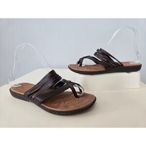 B.O.C. Born Alisha Chocolate Brown Strappy Comfort Slide Sandals Size 6 Women’s